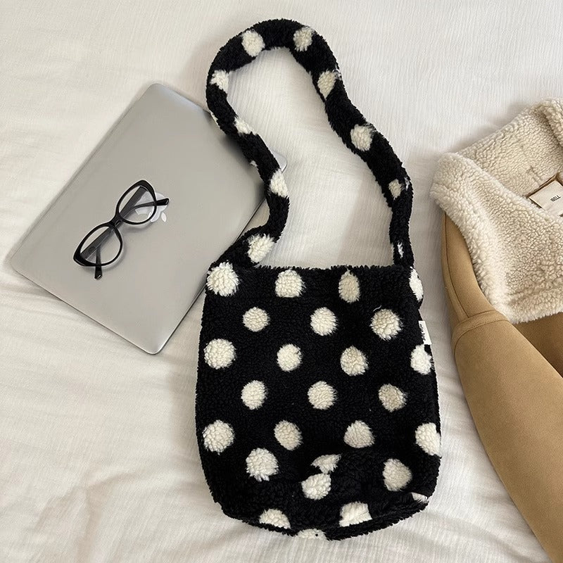 Women's Plush Lamb Wool Western Style Woolen Shoulder Bags