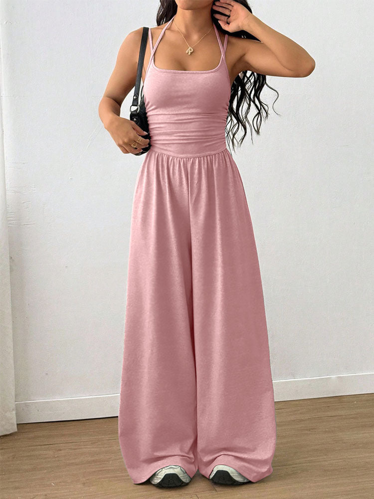 Women's Color Sling Casual Summer Wide Leg Women's Jumpsuit/clothing