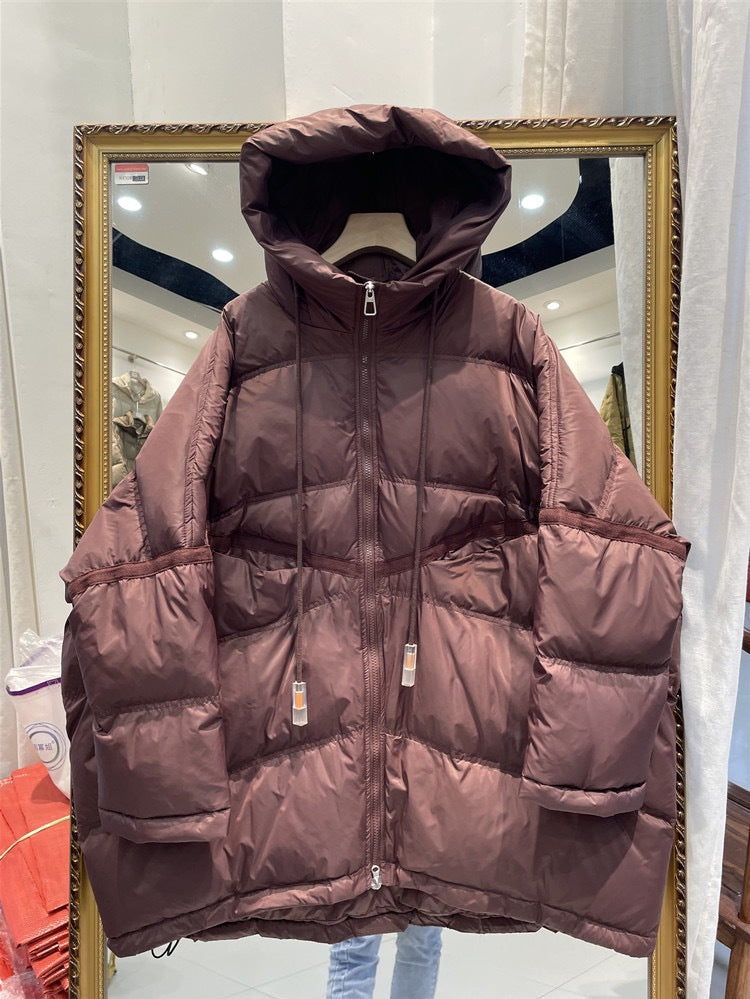 Women's Loose Large White Duck Down Profile Jackets