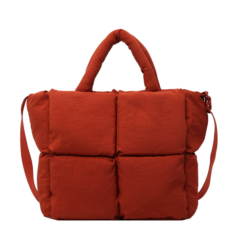 Women's Diamond Fashionable Soft Cotton Filling Pillow Shoulder Bags