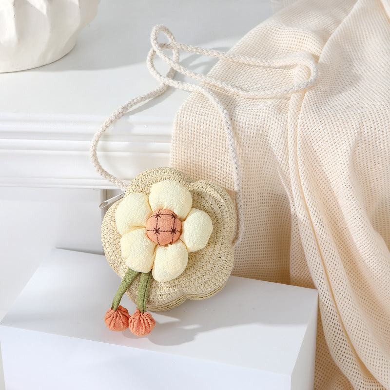 Women's Woven Seaside Flower Beach Summer Mini Children's Coin Purse