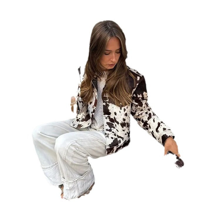 Women's Versatile Classy Lapel Print Shirt Jackets