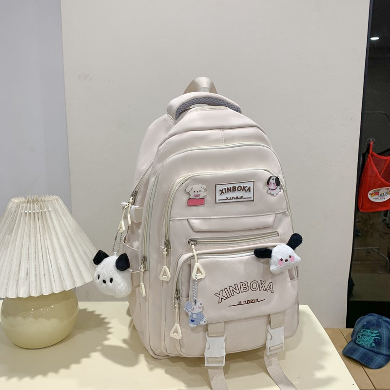 Women's Fashion Solid Color Wide Strap Portable Backpacks