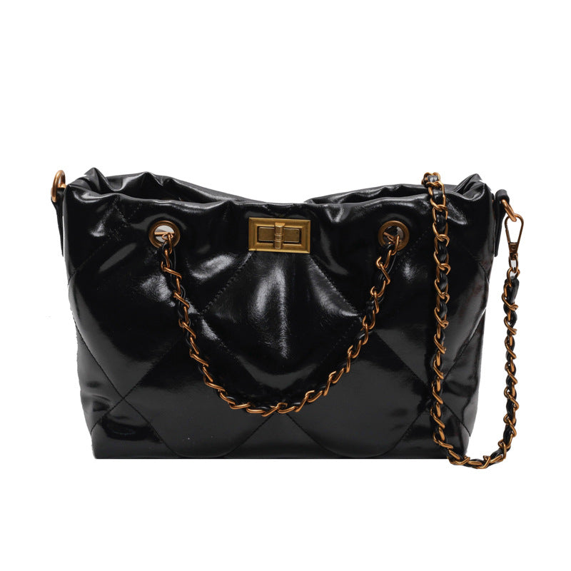 Women's High-grade Electroplated Chain Rhombic Design Trendy Armpit Bags