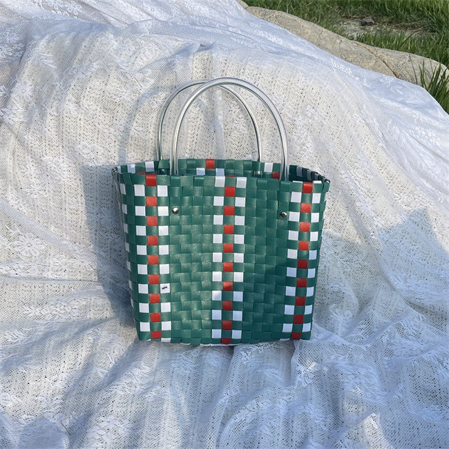 Women's Woven Large Capacity Straw Portable Vegetable Handbags