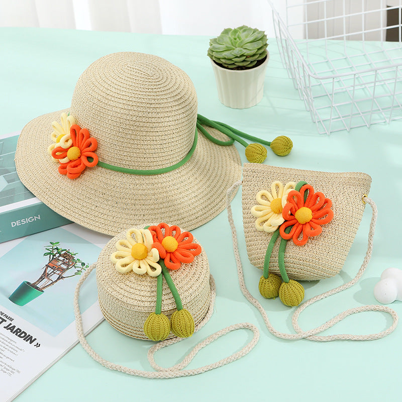 Women's & Children's Seaside Beach Weaving Straw Hat Pastoral Children's Coin Purse