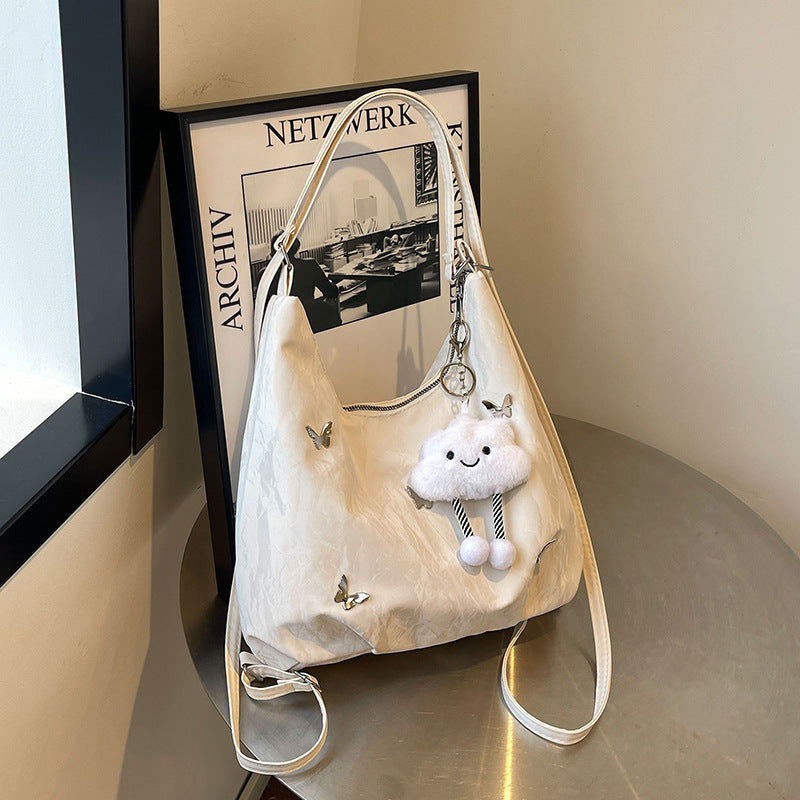 Soft Leather Large Capacity Butterfly Decorative Tote Bags