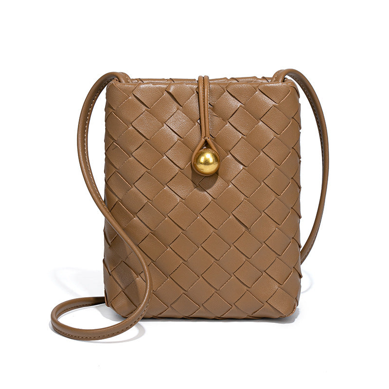 Women's Mini Vertical Woven Mobile Retro Niche Crossbody Bags