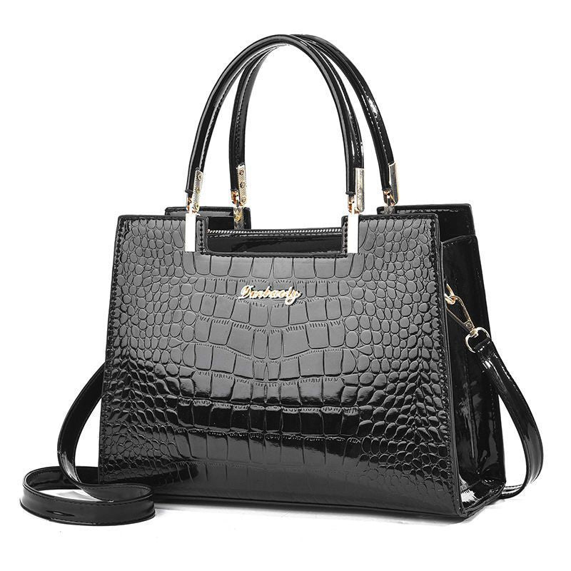 Women's Fashion Popular Bright Leather Alligator Print Bags