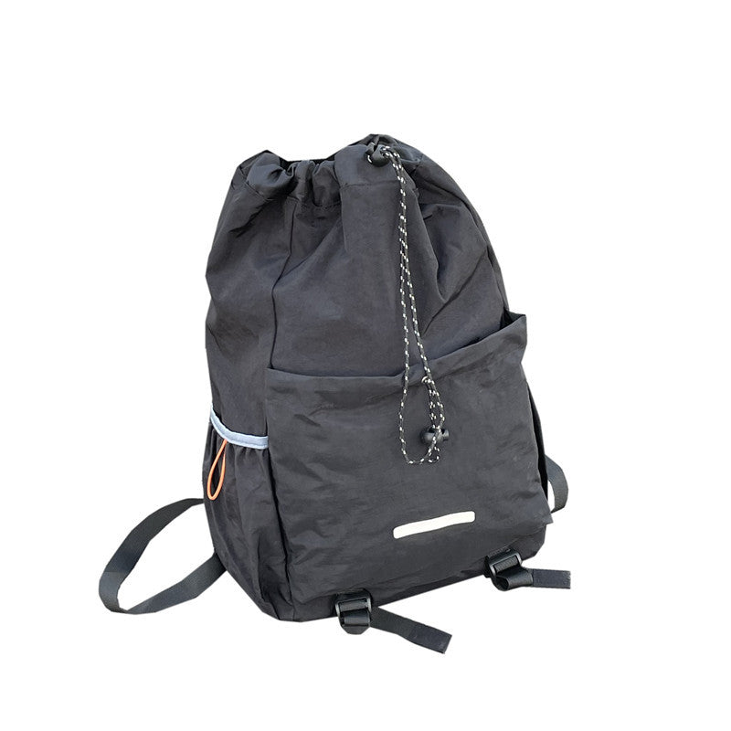 Men's Drawstring Vintage Nylon Waterproof College Couple Backpacks