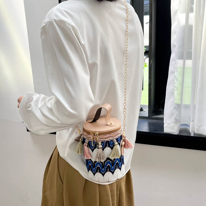 Women's Style Summer Tassel Round Popular Chain Crossbody Bags
