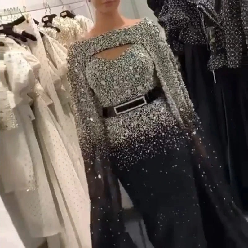 Women's Gold Embroidered Sexy Cloak Formal Swing Wedding Dresses