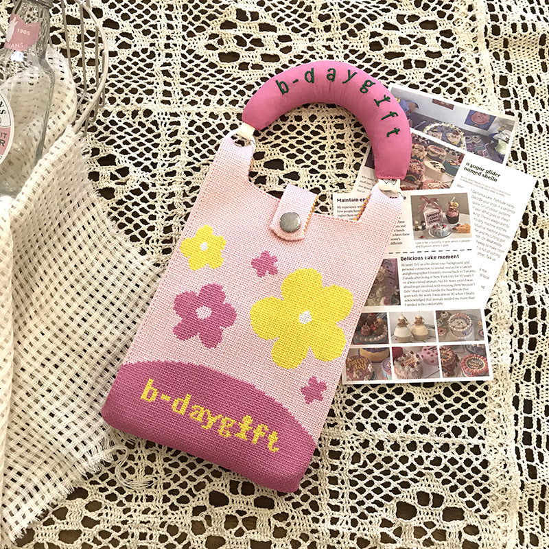 Design Cute Cartoon Mini Knitted Mobile Versatile Phone Bags