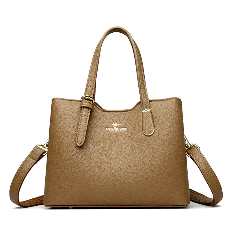 Women's Large Capacity Trendy Simple Textured Mother Handbags