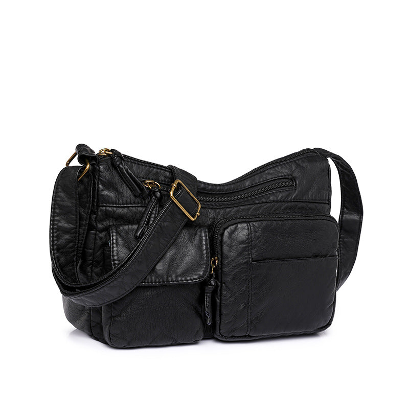 Women's Soft Leather Solid Color Urban Simple Shoulder Bags