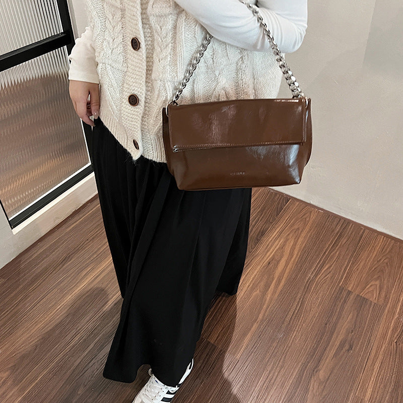 Women's Fashion Popular Retro Simple Texture Chain Shoulder Bags