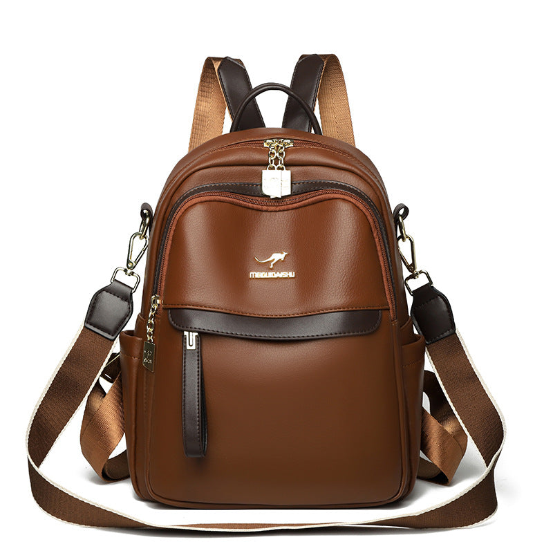 Fashion Mother Soft Leather Large Capacity Backpacks