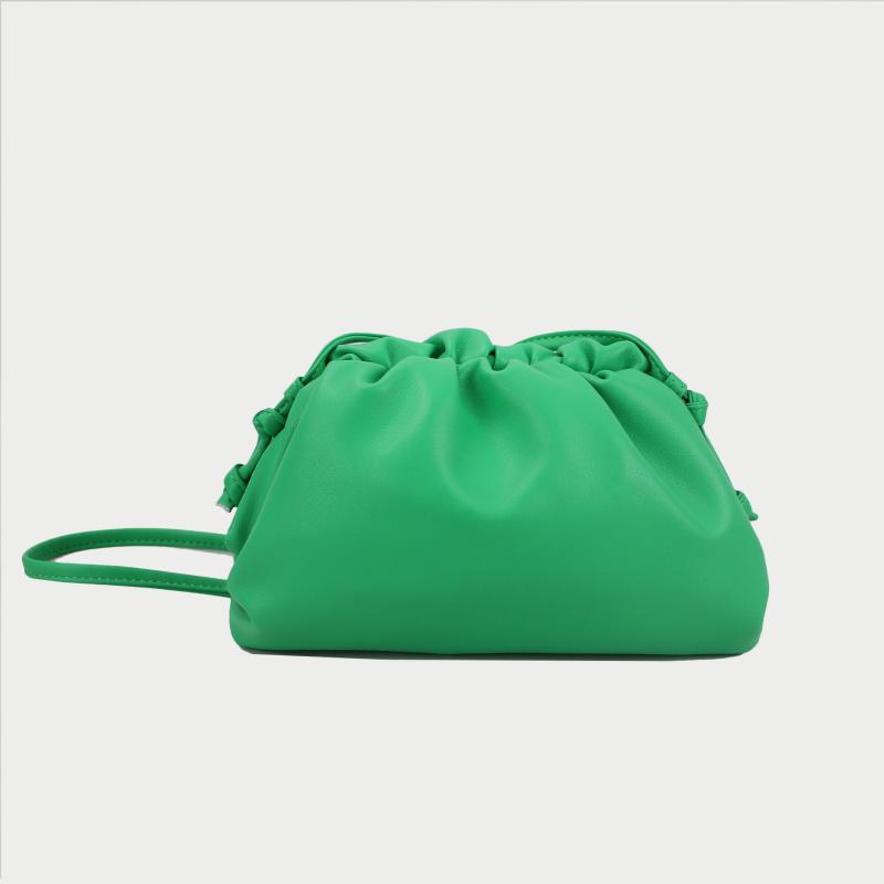 Women's Color Soft Cowhide Pleated Dumpling Fashion Trendy Crossbody Bags