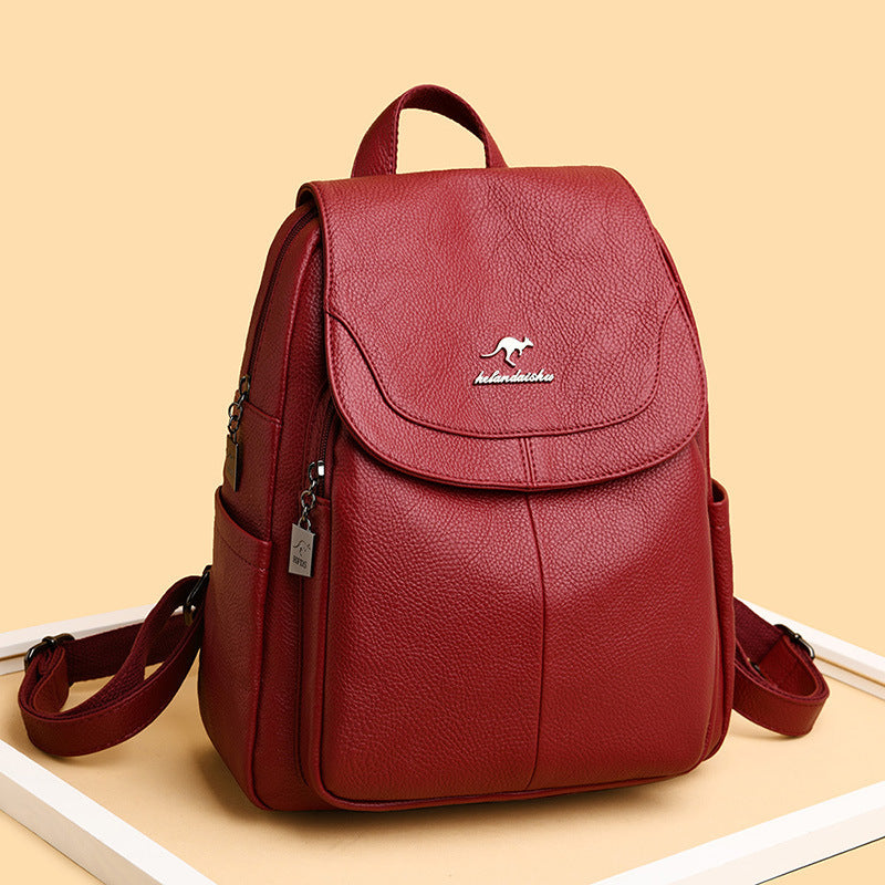 Female Versatile Large Capacity Soft Leather Backpacks