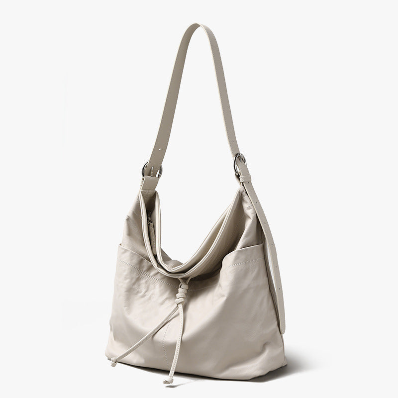 Women's Layer Cowhide Underarm Bow Tassel Large Shoulder Bags