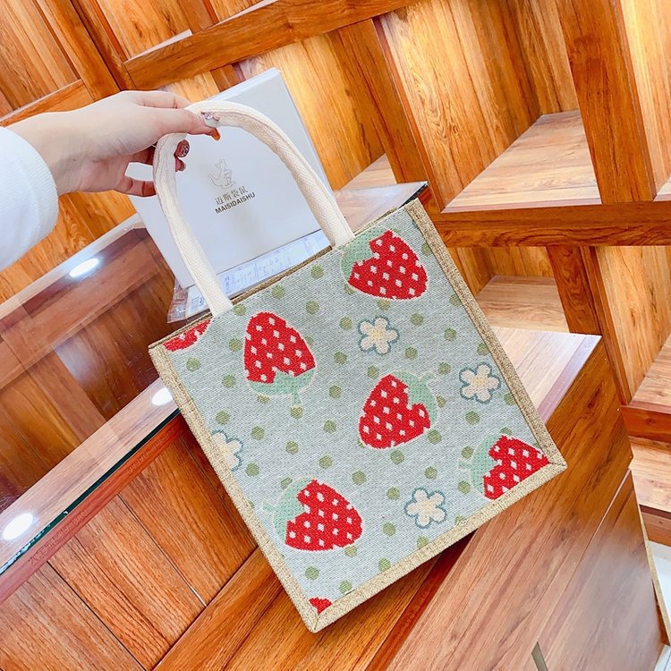 Portable Linen Cartoon Creative Knitting Korean Shoulder Bags