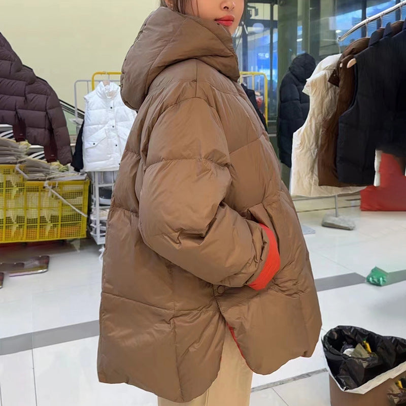 Women's Down Mid-length Padded Loose Casual Hooded Jackets