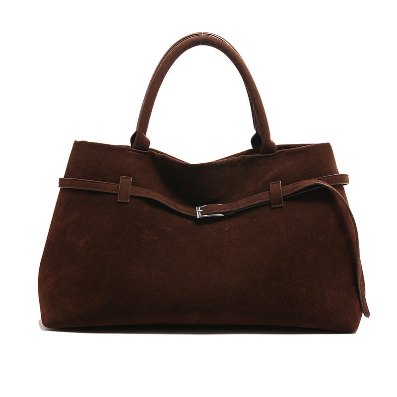 Women's Retro Frosted Leather Hand-held Fashionable Large Tote Bags