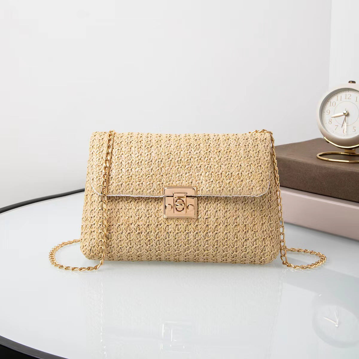 Women's Fashion Korean Style Trendy Straw Closed Crossbody Bags
