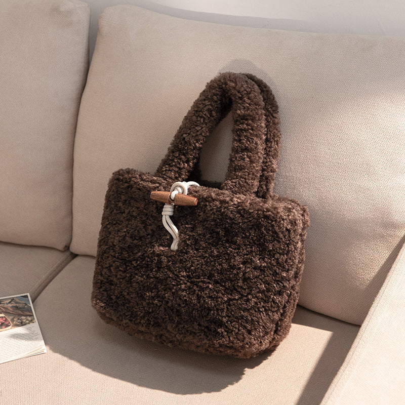 Korean Style Furry Lamb Carrying Niche Tote Bags