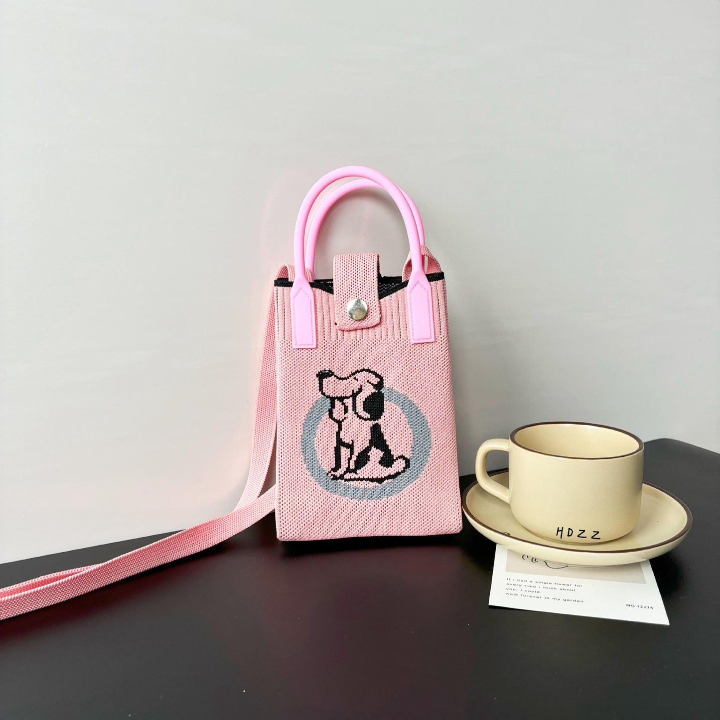 High Sense Mobile Cartoon Knitted Dopamine Bags
