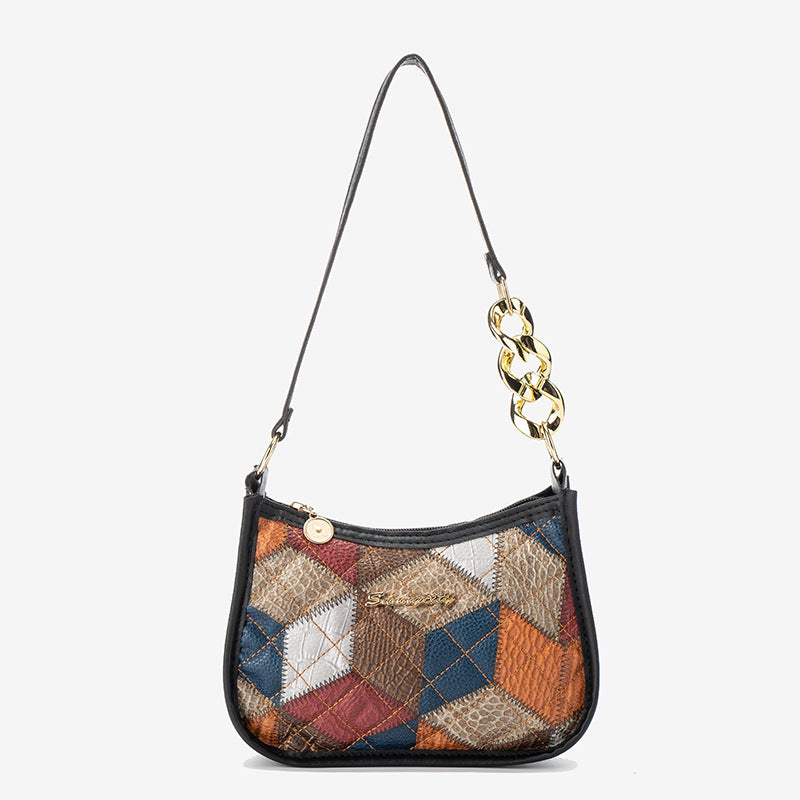 Women's Rhombus Letter Label Underarm Fashion Simple Shoulder Bags