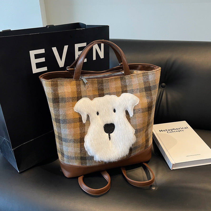 Women's Korean High-grade Woolen Plaid Fashion Shoulder Bags