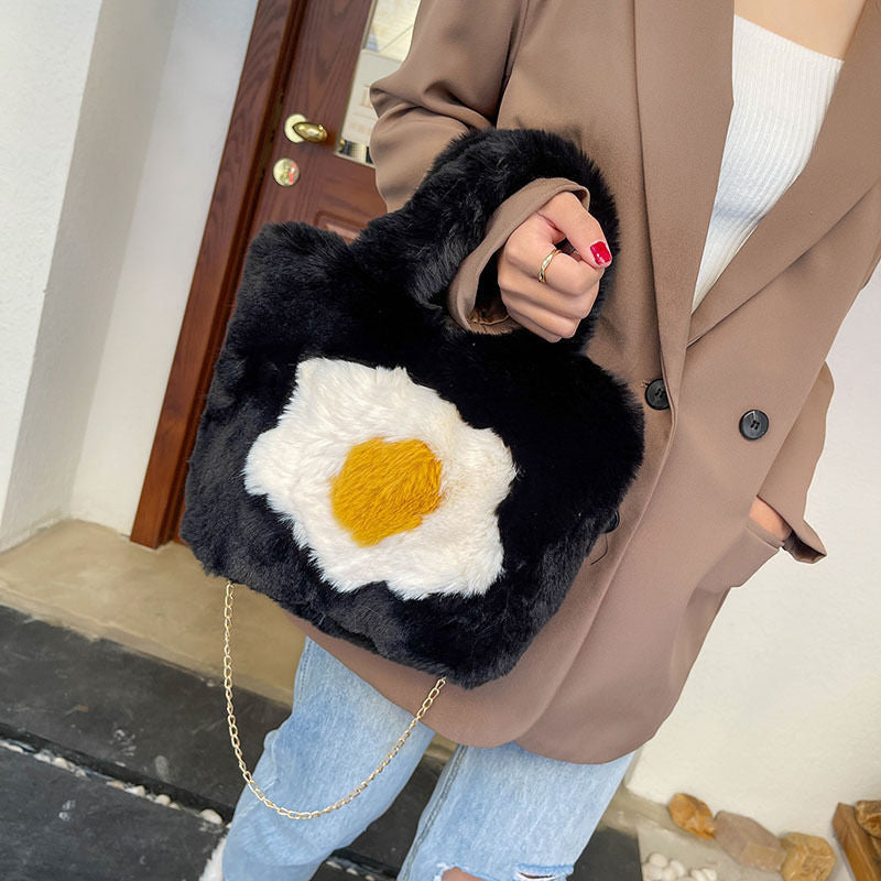 Women's Trendy Fashion Plush Portable Fur Large Crossbody Bags