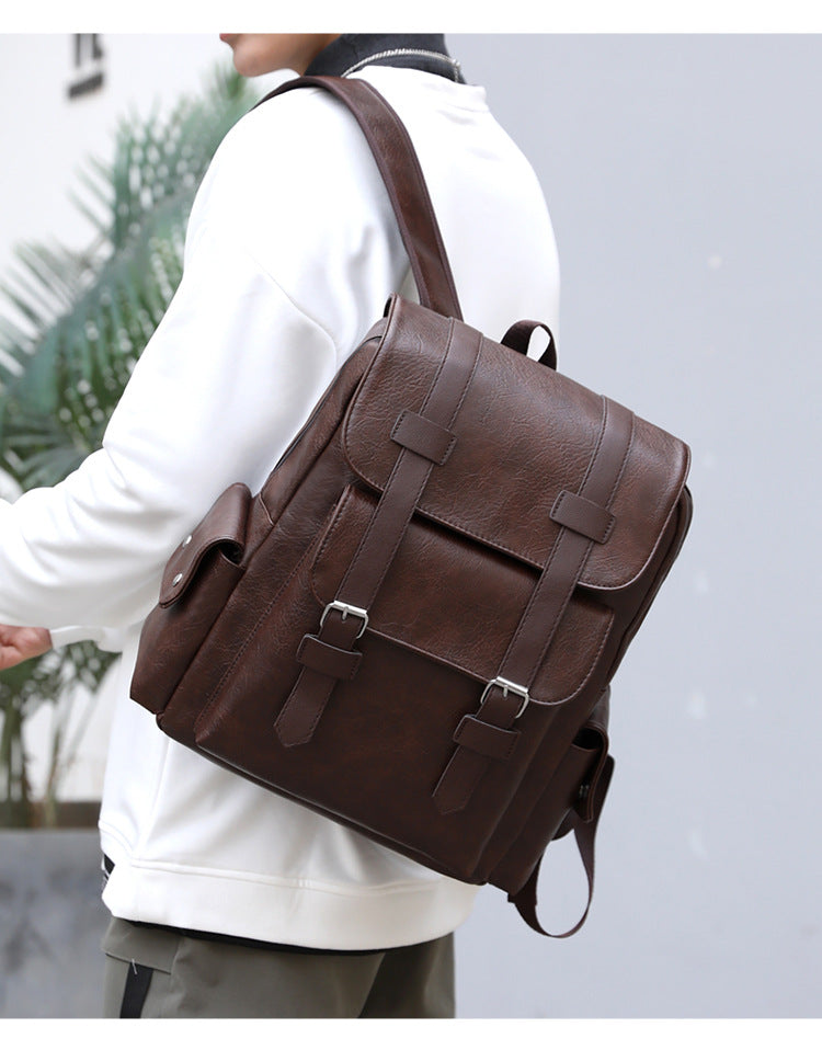 Men's Large Capacity Retro Multifunctional Computer Soft Backpacks