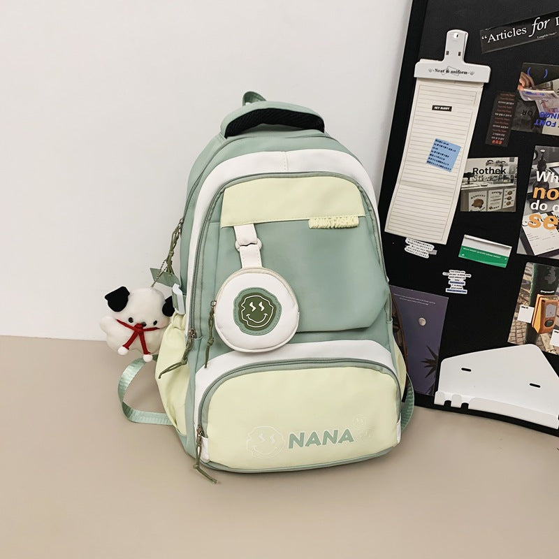 Women's Korean Patchwork Contrast Color Good-looking Large Backpacks