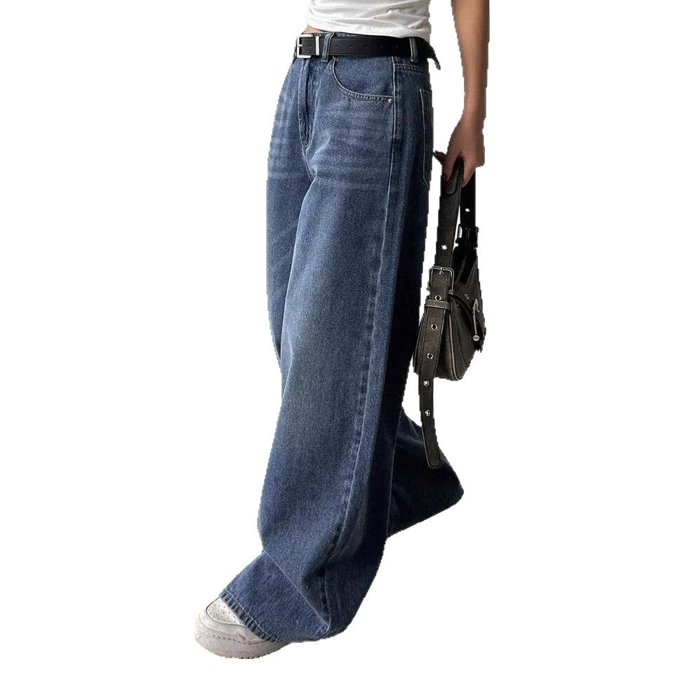 Women's Turkish Light Blue Wide Leg High Waist Loose Pants