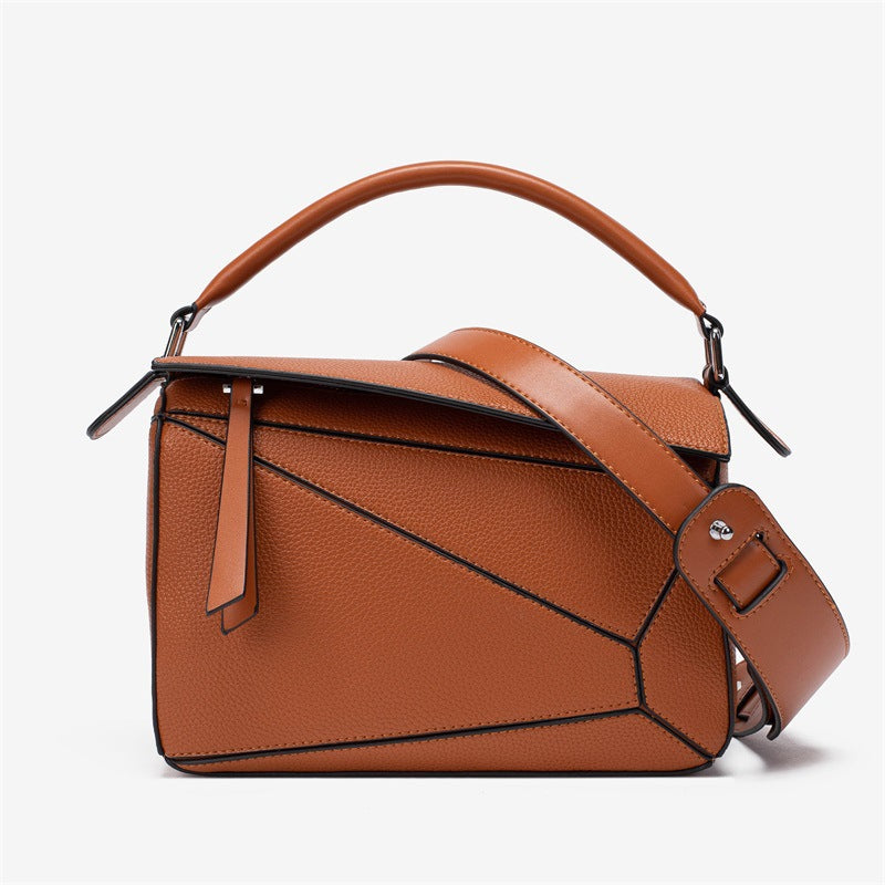 Portable Geometric Stitching Lychee Pattern Lightweight Crossbody Bags