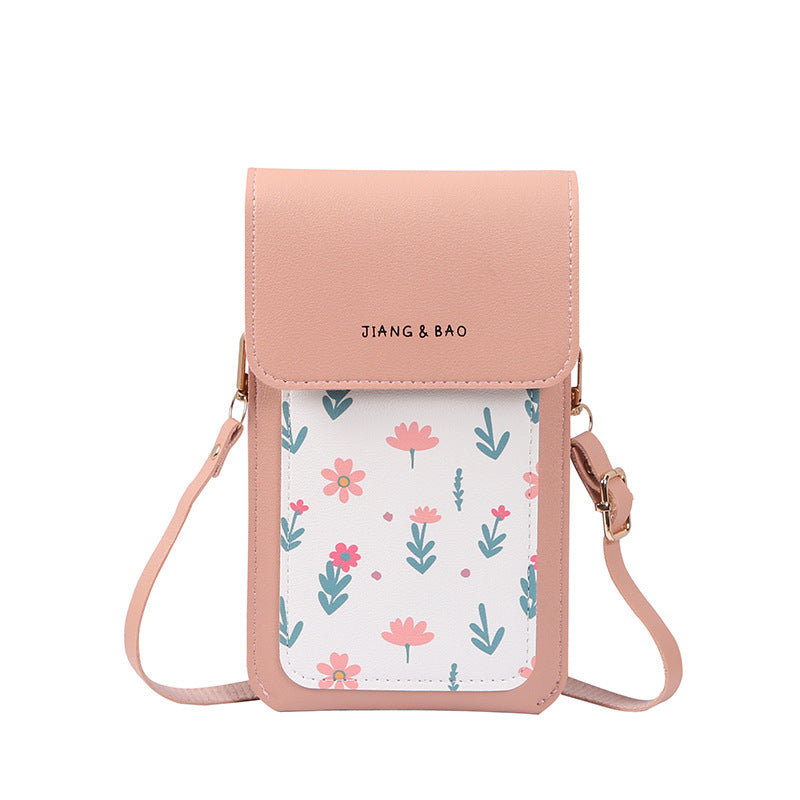 Women's Touch Screen Compact Mini Printed Charging Phone Bags