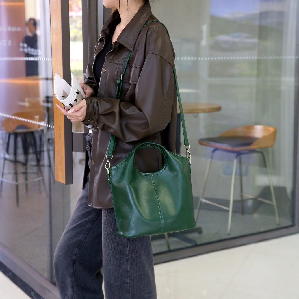 Women's First Layer Cowhide Retro Portable High-grade Shoulder Bags