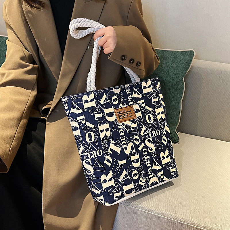Letter Canvas Fashion Simple Large Capacity Shoulder Bags