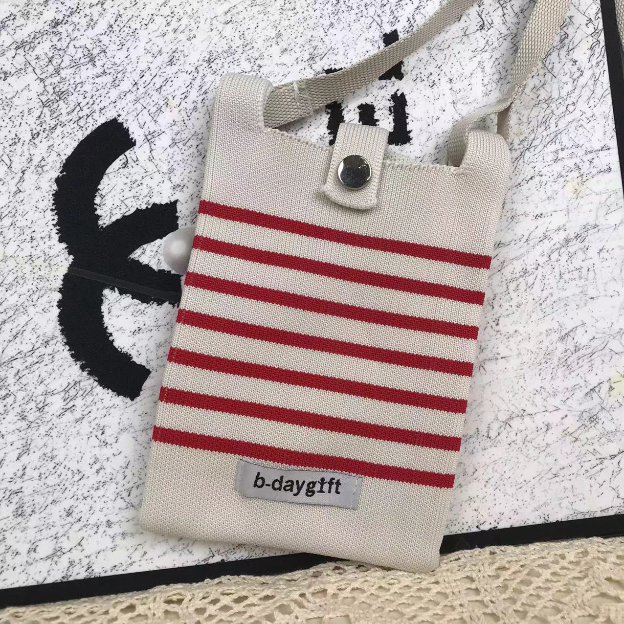 Women's Spring Simple Striped Knitted For Summer Coin Purses