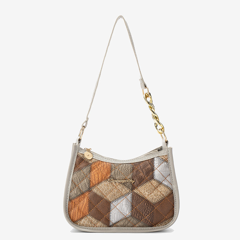 Women's Rhombus Letter Label Underarm Fashion Simple Shoulder Bags