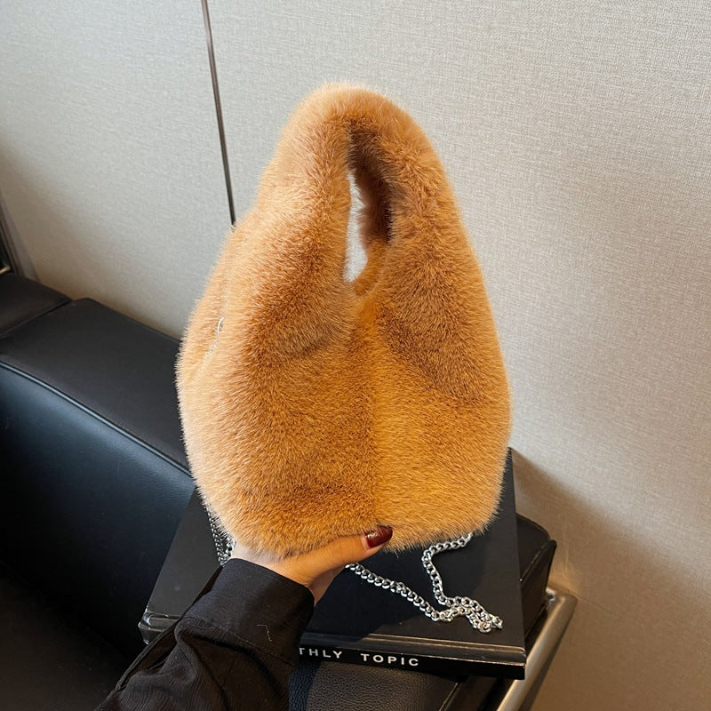Style Imitate Rex Rabbit Fur Portable Crossbody Bags