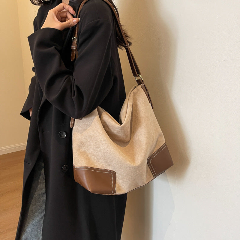 Women's Retro Suede Large Capacity Commuter Tote Bags