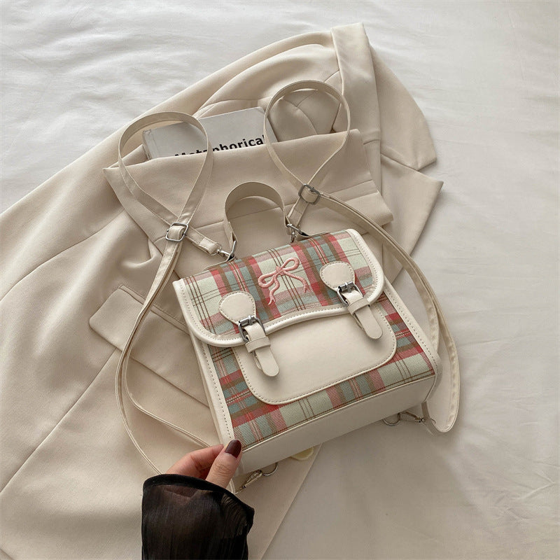 Women's Versatile Lattice Contrast Color Mini Portable Backpacks