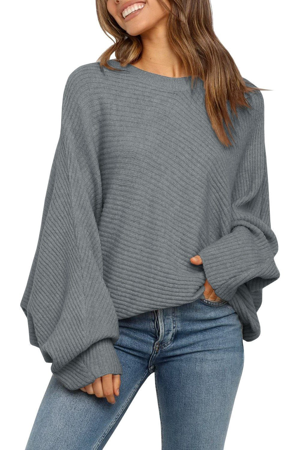 Long Sleeve Round Neck Solid Color Loose Sweaters