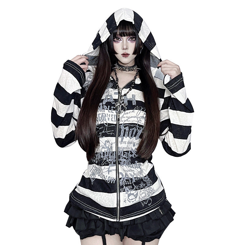 Dark Queen Mother Striped Gothic Long Sleeve Coats