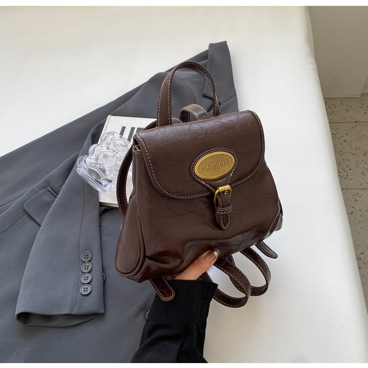 Women's Korean Fashion Texture Fashionable Solid Color Backpacks