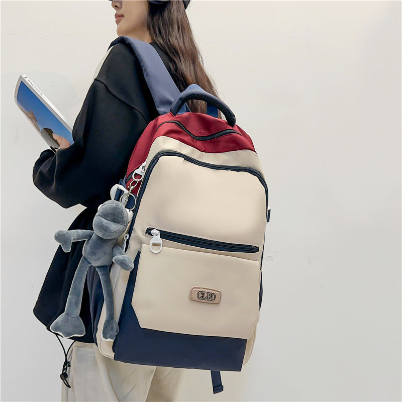 Contrast Color Female Korean University Style Backpacks