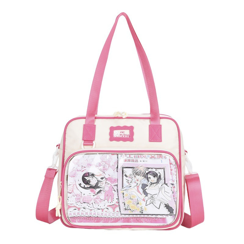 Large Capacity Class Transparent Cartoon Two-dimensional Shoulder Bags